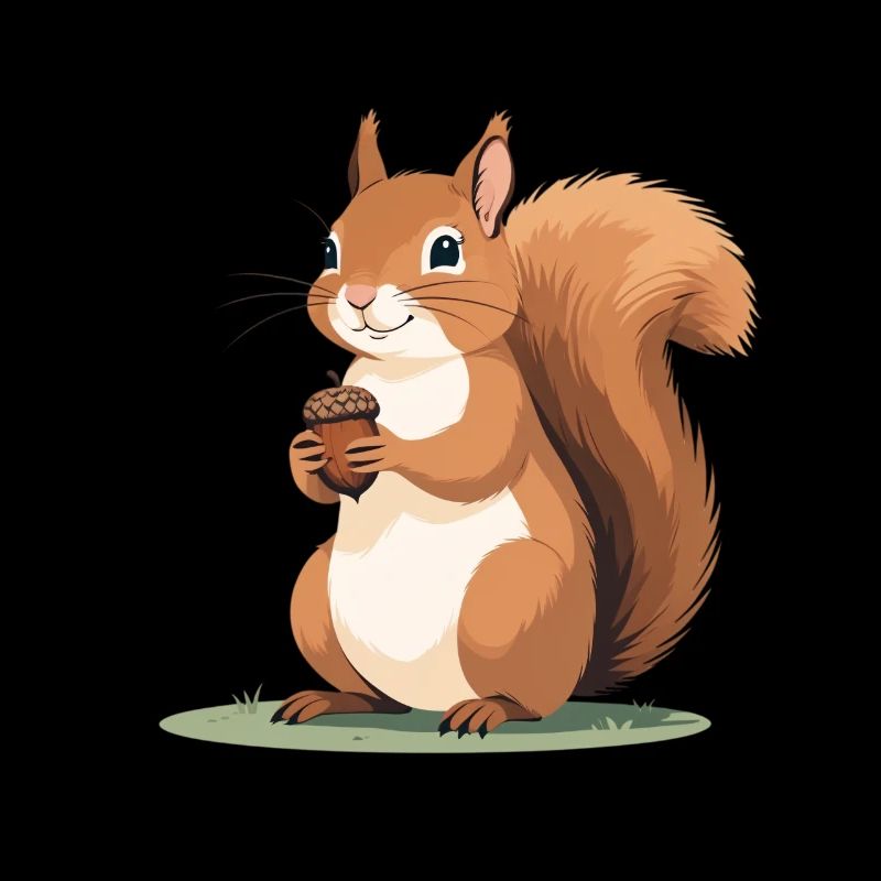 Eichhörnchen mit Eichel Karikatur