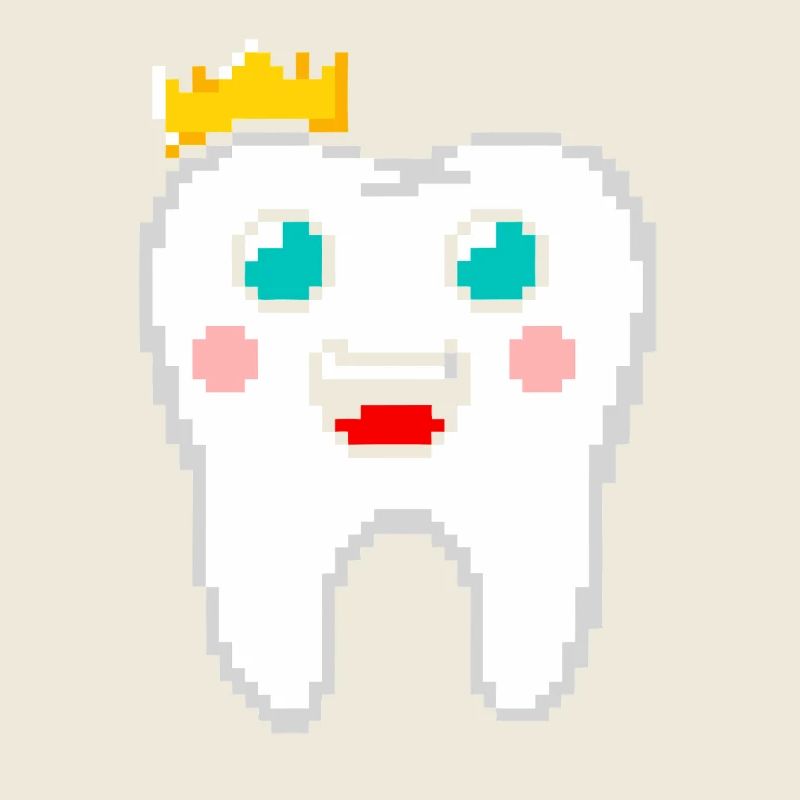 Royal Tooth with Crown Pixel Art