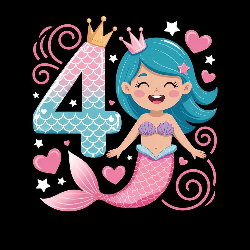 Mermaid 4th Birthday 4 Years