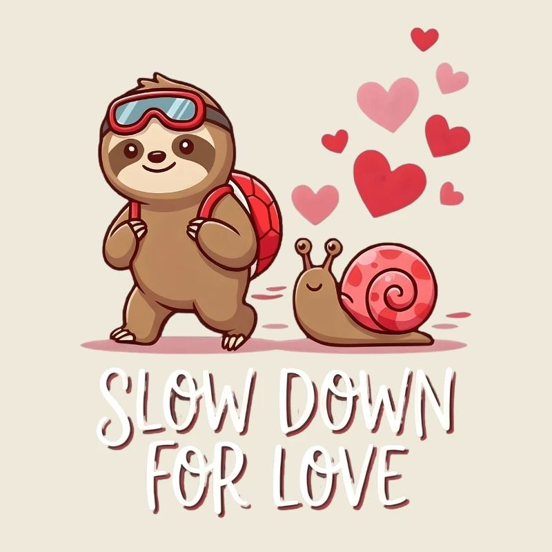  Slow Down For Love Cute Sloth Snail Hiking