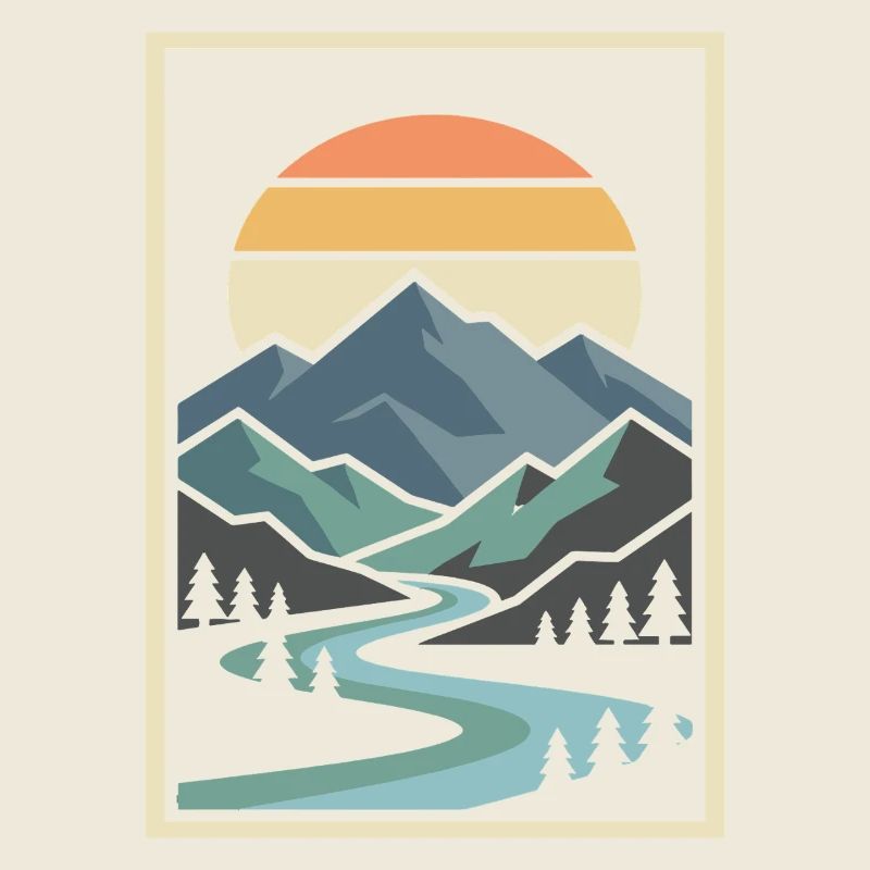Abstract mountain landscape illustration