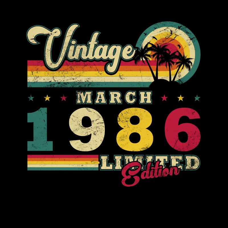 40. Geburtstag Geschenk März 1986 Vintage Retro