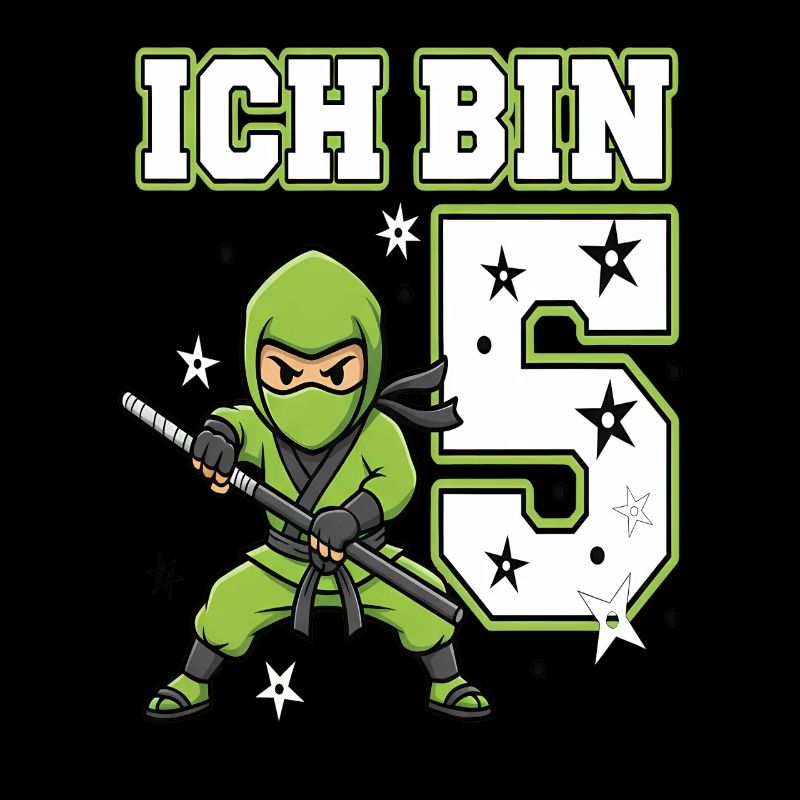 Ich bin 5 Ninja 5. Geburtstag Grüne Karate