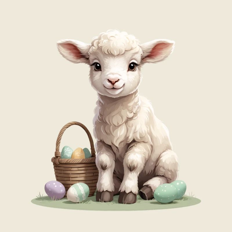 Pastel lamb with Easter eggs