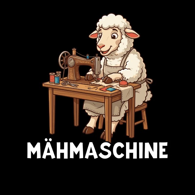 Tonduse Douce brebis à la machine à coudre