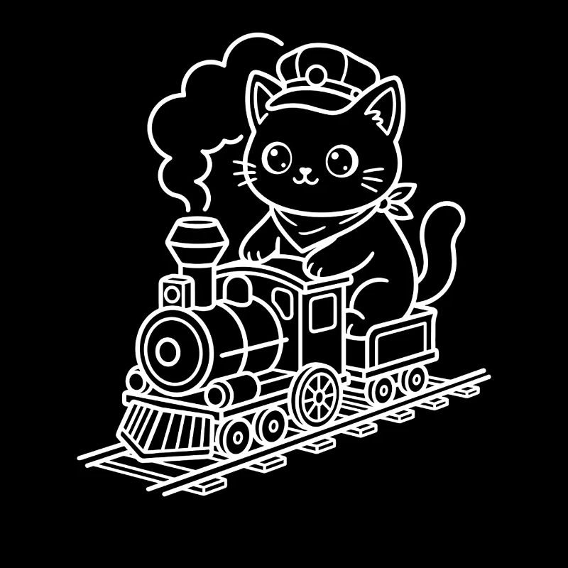 Train Lover Kawaii Cat