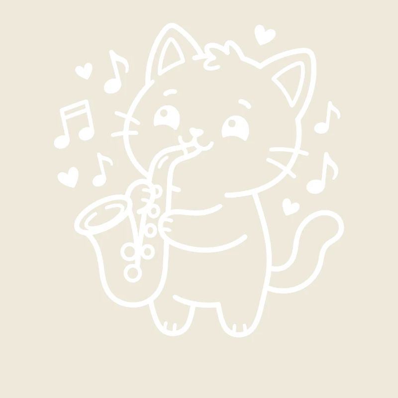 Musical Kawaii Cat Saxophone