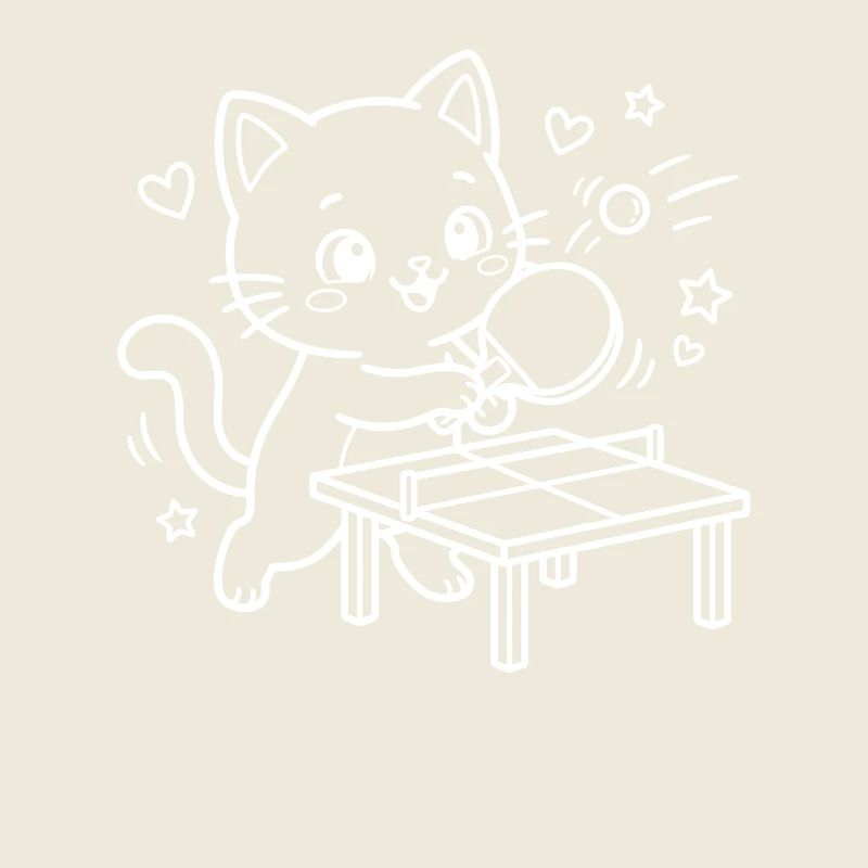 Kawaii Cat Table Tennis Player