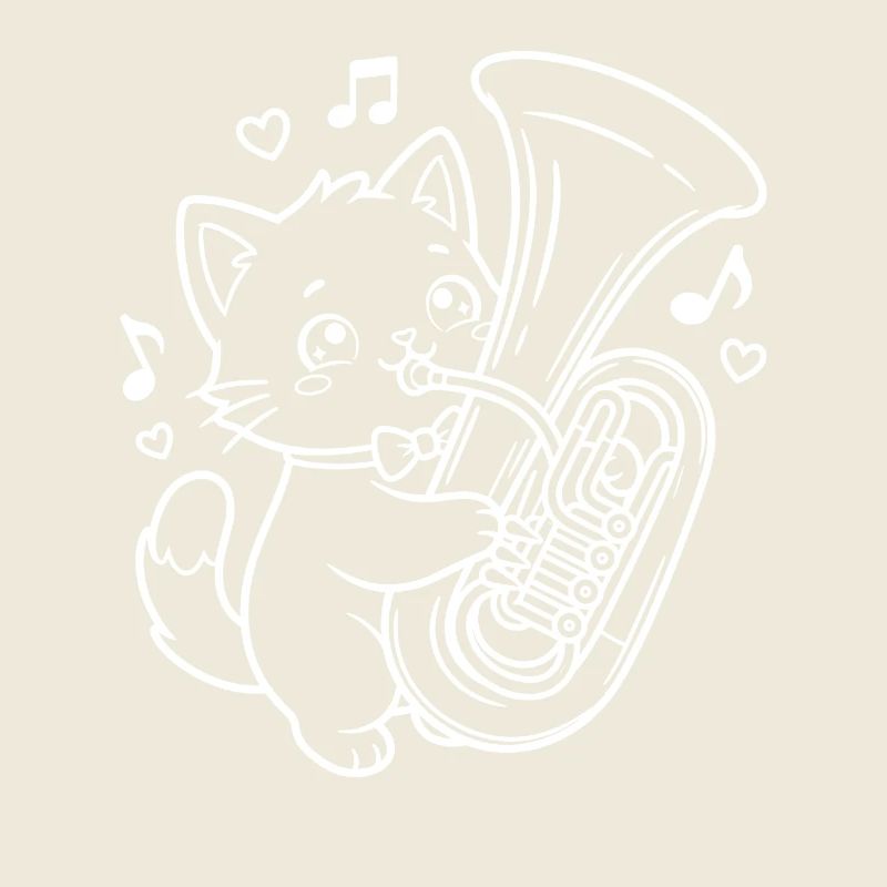 Kawaii Cat Tuba Player