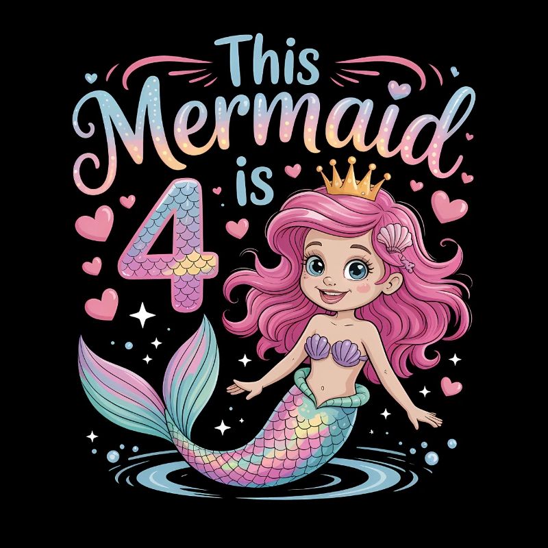 Mermaid 4th Birthday 4 Years