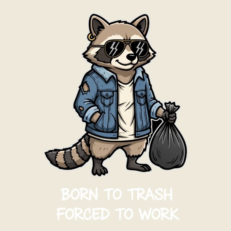 Born to Trash Forced to Work Waschbär