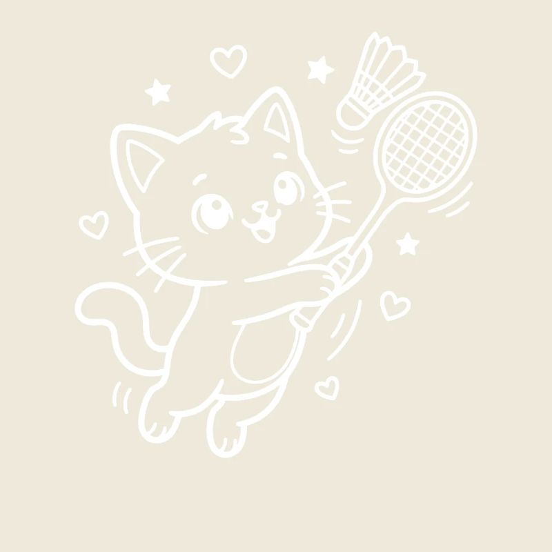 Kawaii Cat jouant au badminton