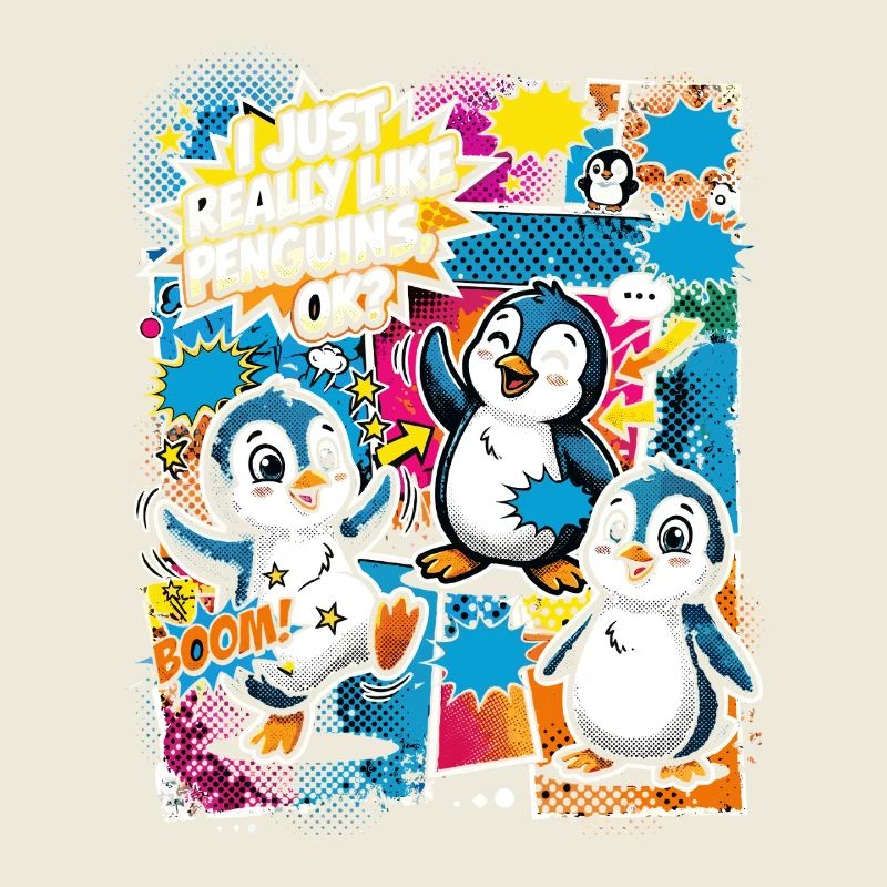 Penguin Pop Art Comic Collage