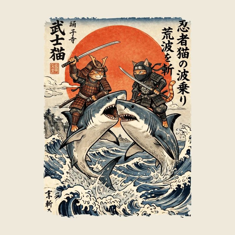 Samurai Katze, Ninja Katze, Hai, Japanisch