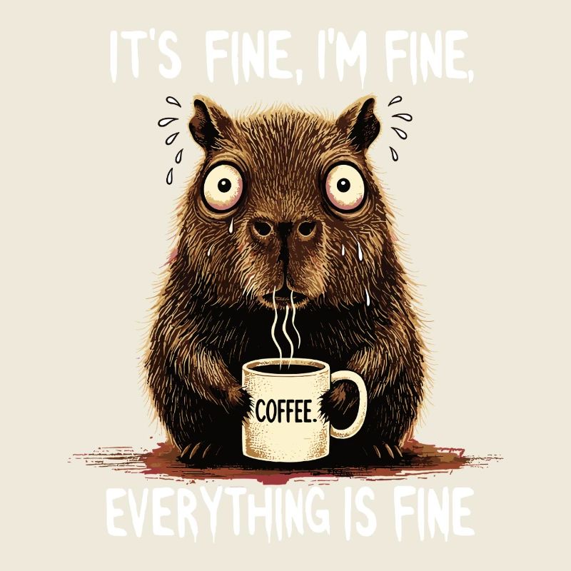 Its Fine Im Fine Coffee Capybara Humor