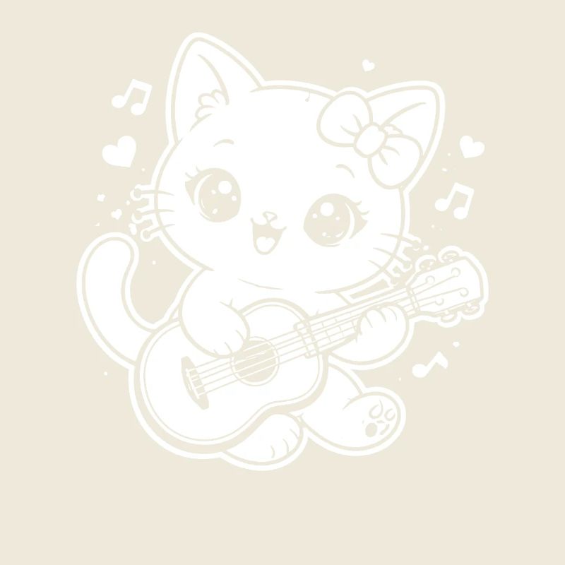 Kawaii cat playing ukulele