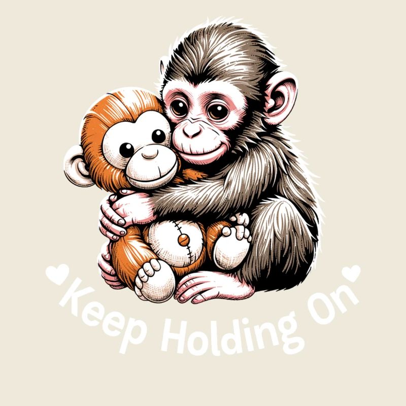 Keep Holding On Monkey Hug Illustration
