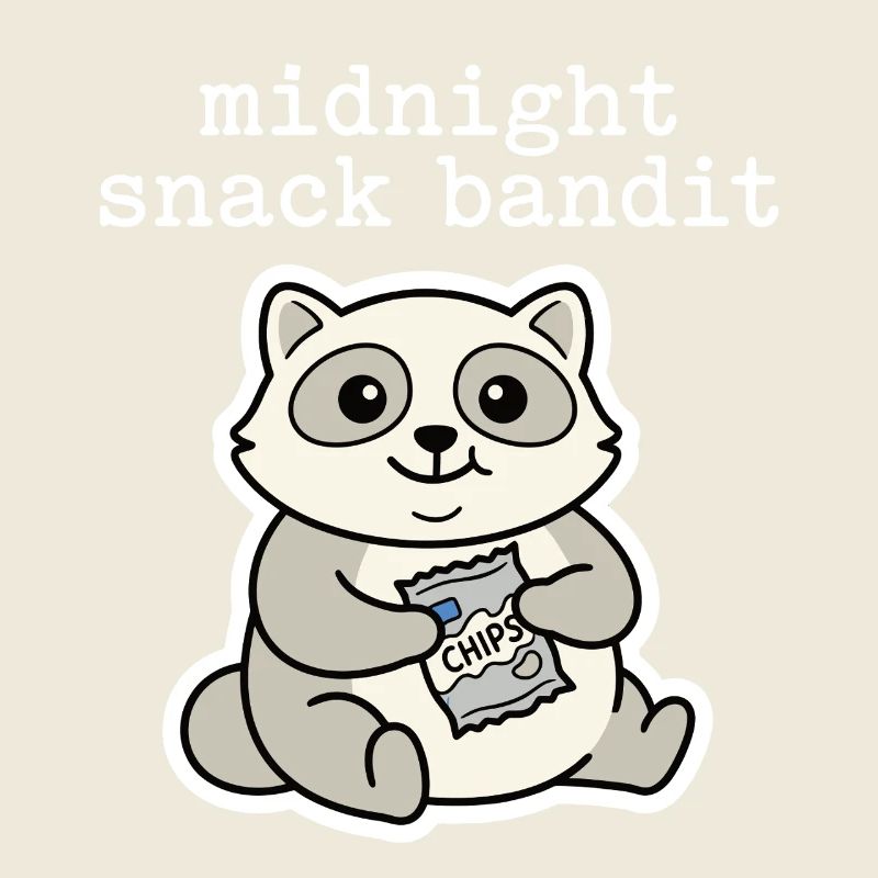 Waschbär mit Chips Snack Comic Motiv