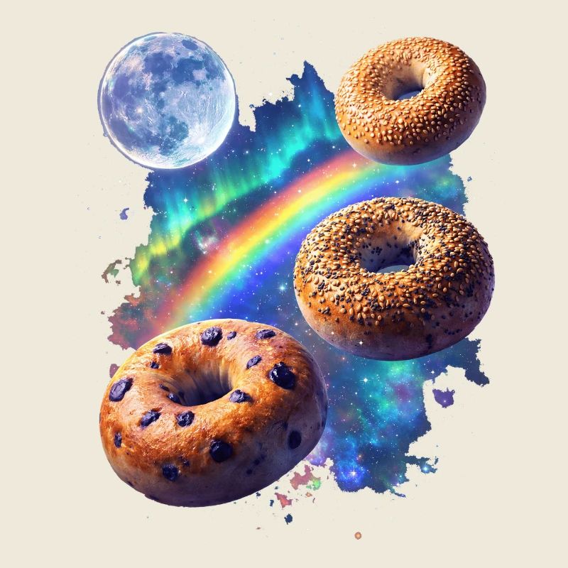 Kosmische Donuts über Regenbogenraum