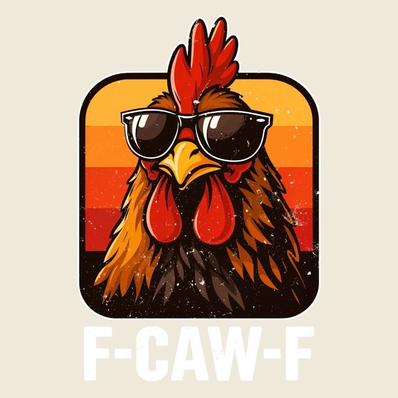 F-Caw-F Graphique drôle de mème de coq de poulet