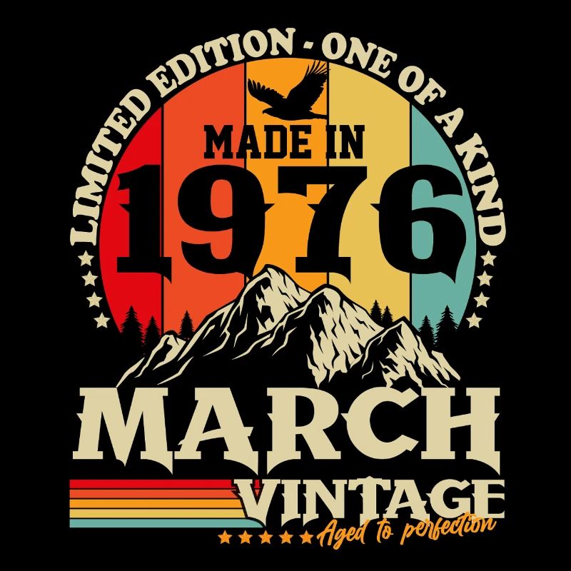 Mars 1976 Vintage Born Birthday Retro