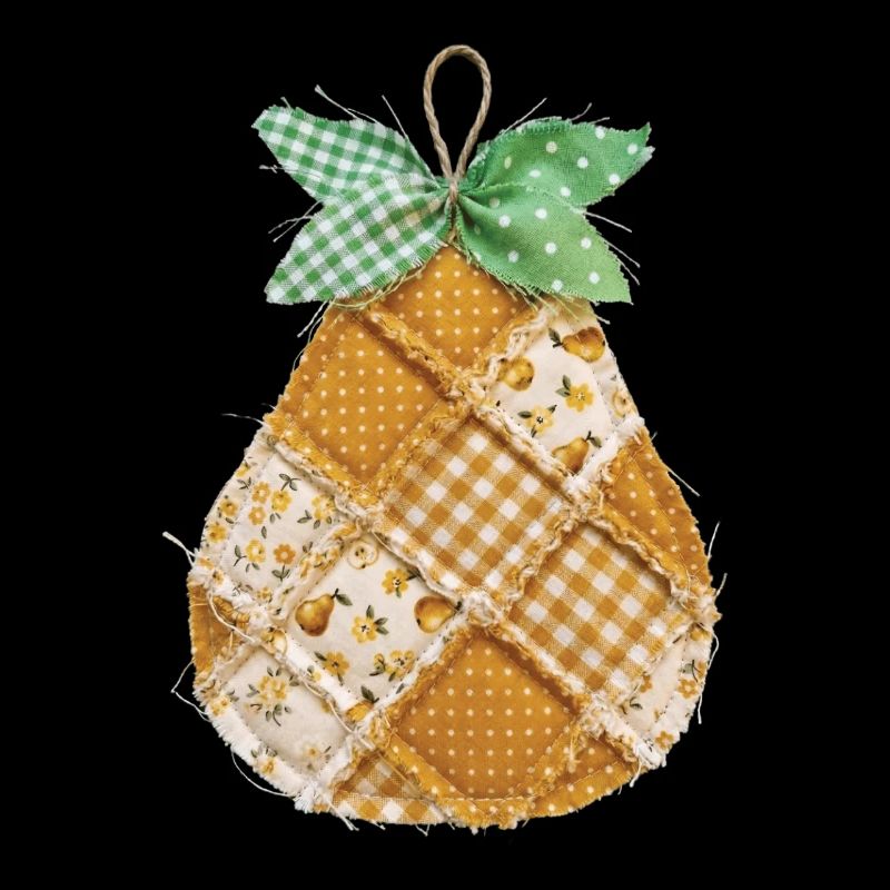 Faux Patchwork Pear Fruit Vintage Quilt