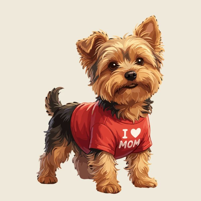 Maman avec motif cœur de Yorkshire Terrier