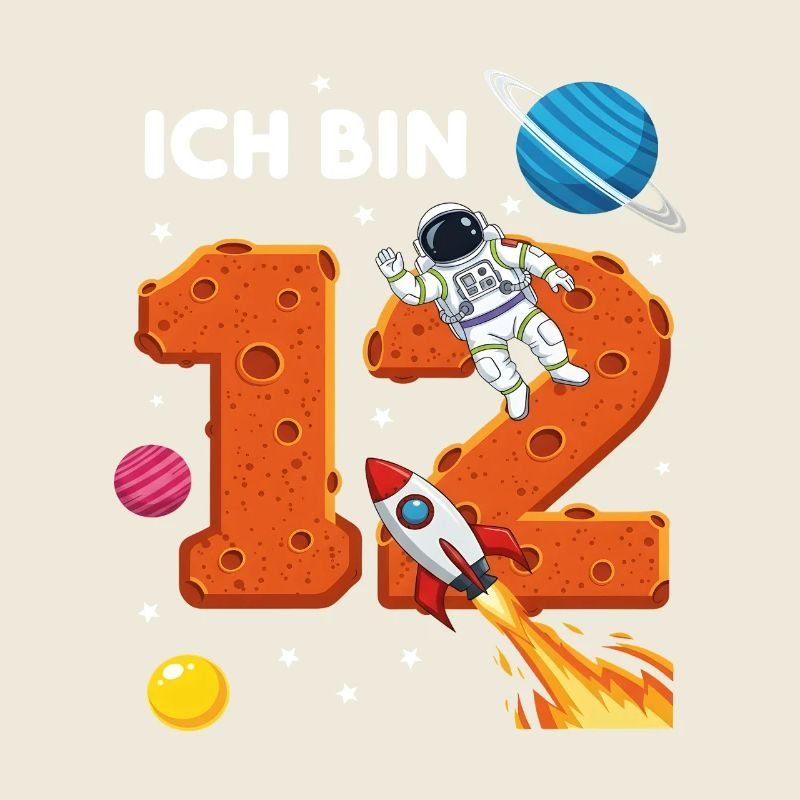 Ich bin 12 Astronaut Weltraum Geburtstag