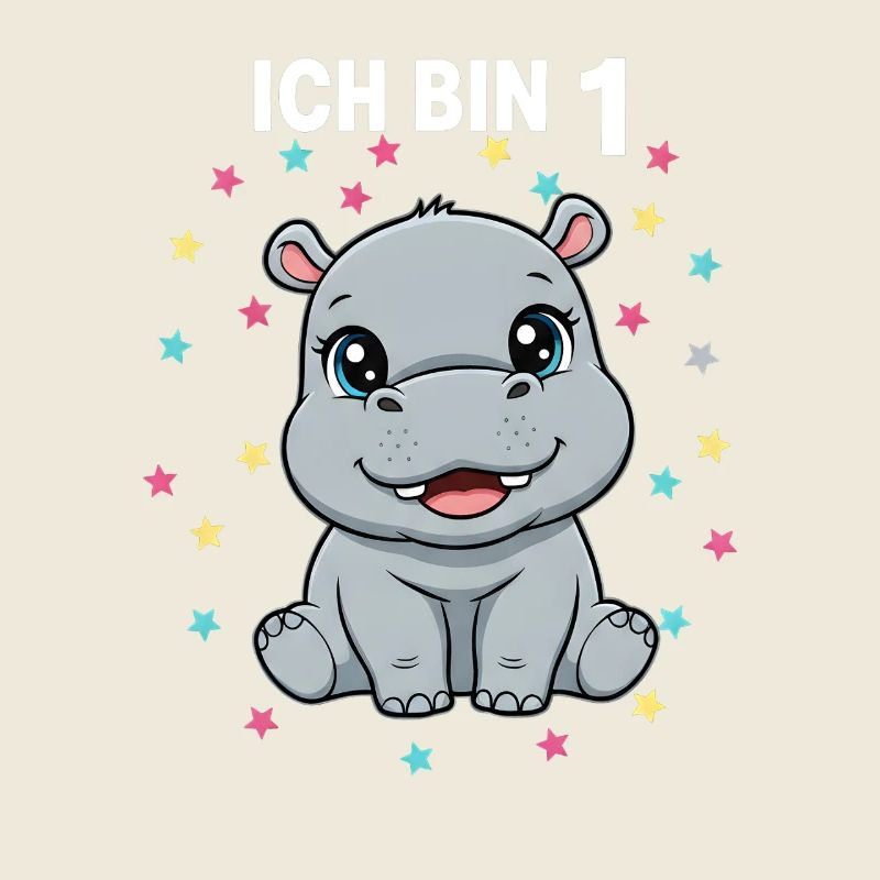 Ich bin 1 - Süßes Nilpferd zum 1. Geburtstag