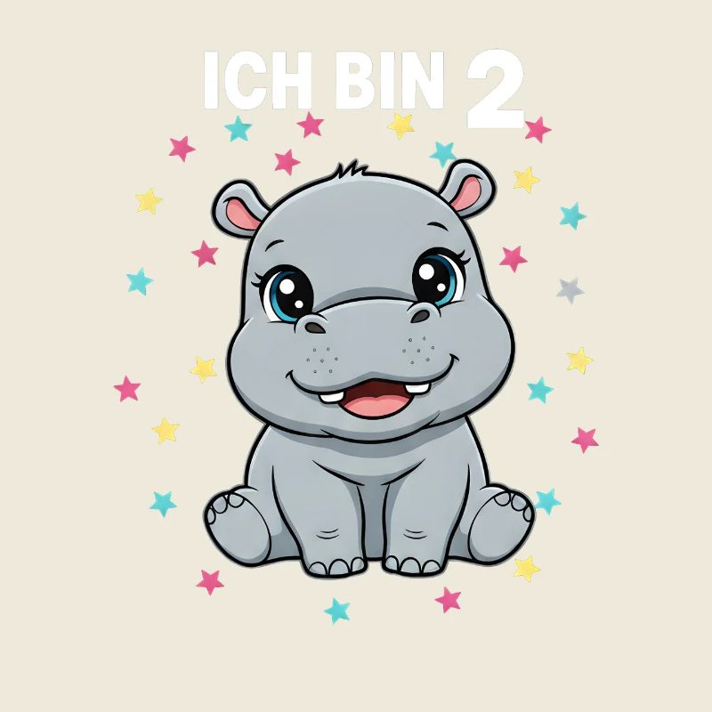 Ich bin 2 - Süßes Nilpferd zum 2. Geburtstag