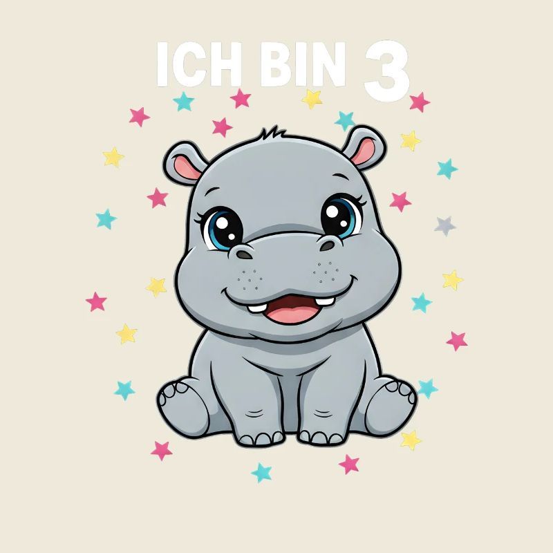 Ich bin 3 - Süßes Nilpferd zum 3. Geburtstag