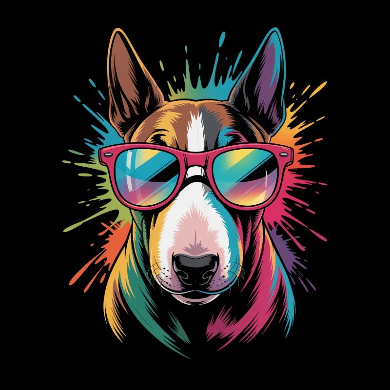 Bunter Bullterrier Wasserfarben Spritzer Graffiti