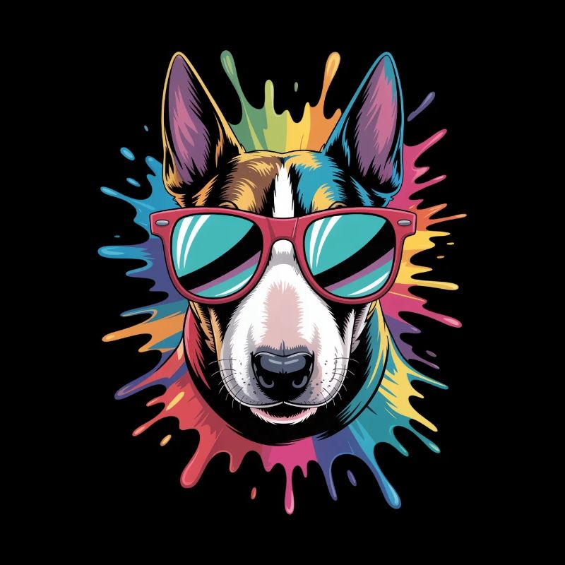 Bunter Bullterrier Wasserfarben Spritzer Graffiti