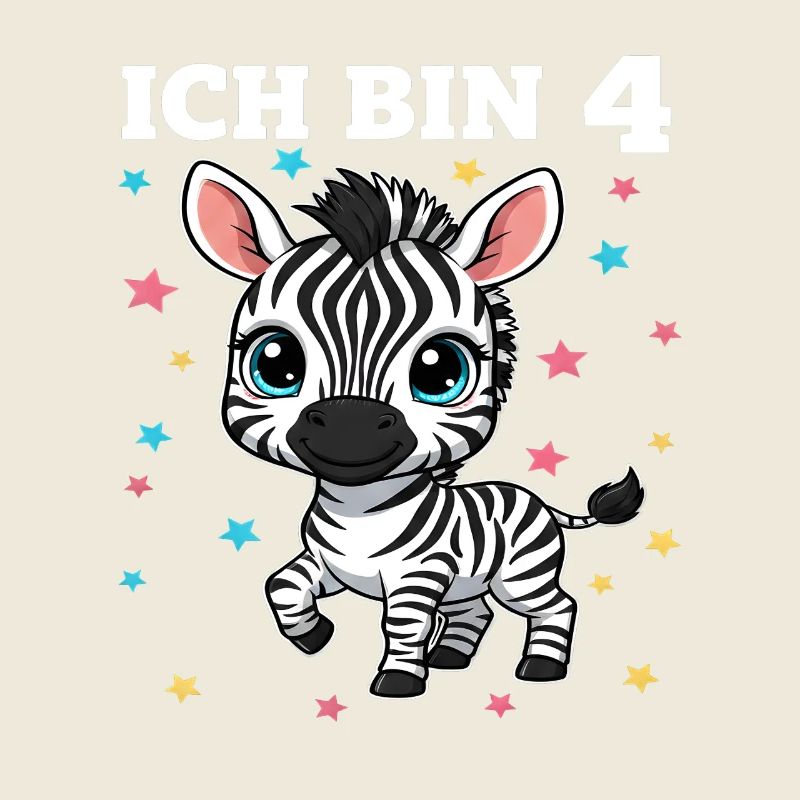 Ich bin 4 - Süßes Zebra zum 4. Geburtstag