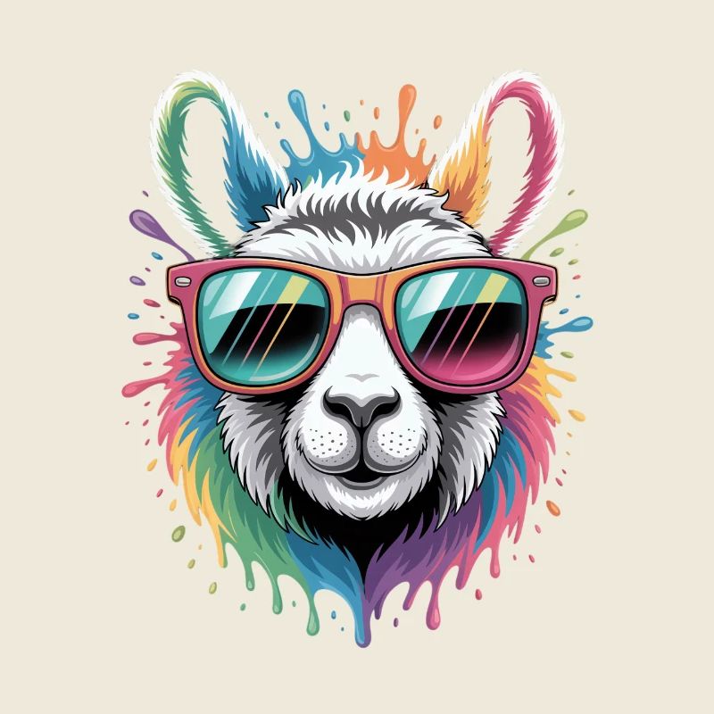 Buntes Lama Wasserfarben Spritzer