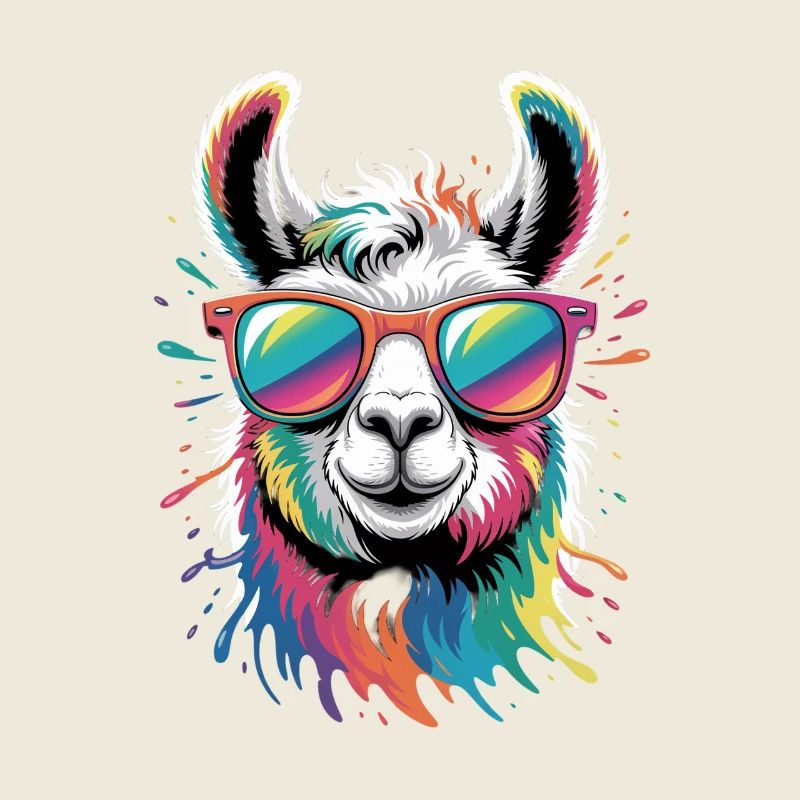 Buntes Lama Wasserfarben Spritzer