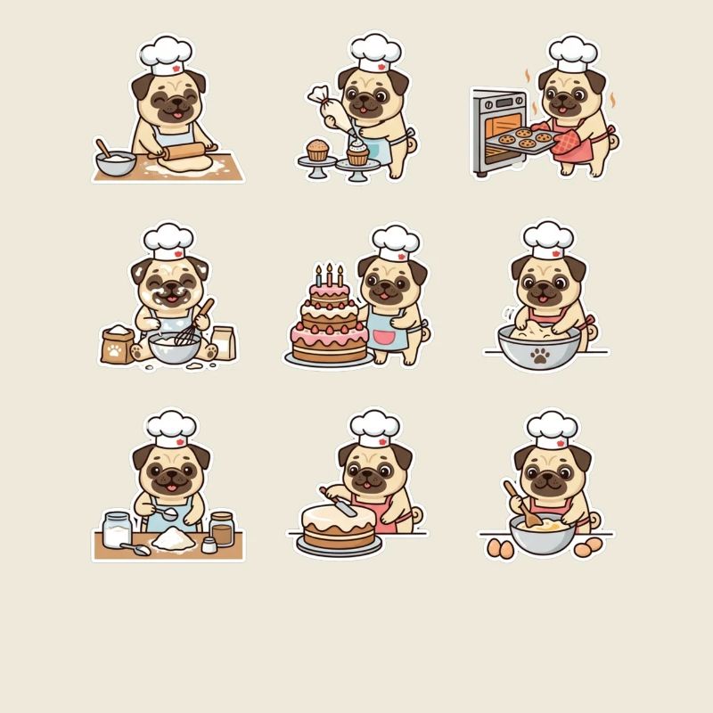 Lustiger Mops Baecker Backen Konditor