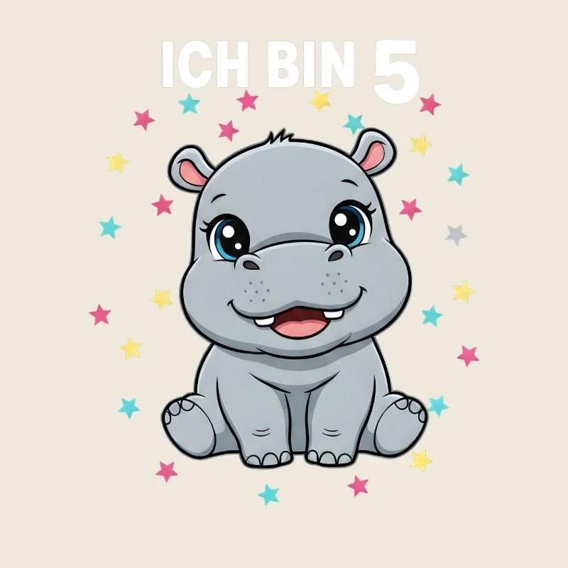 Ich bin 5 - Süßes Nilpferd zum 5. Geburtstag