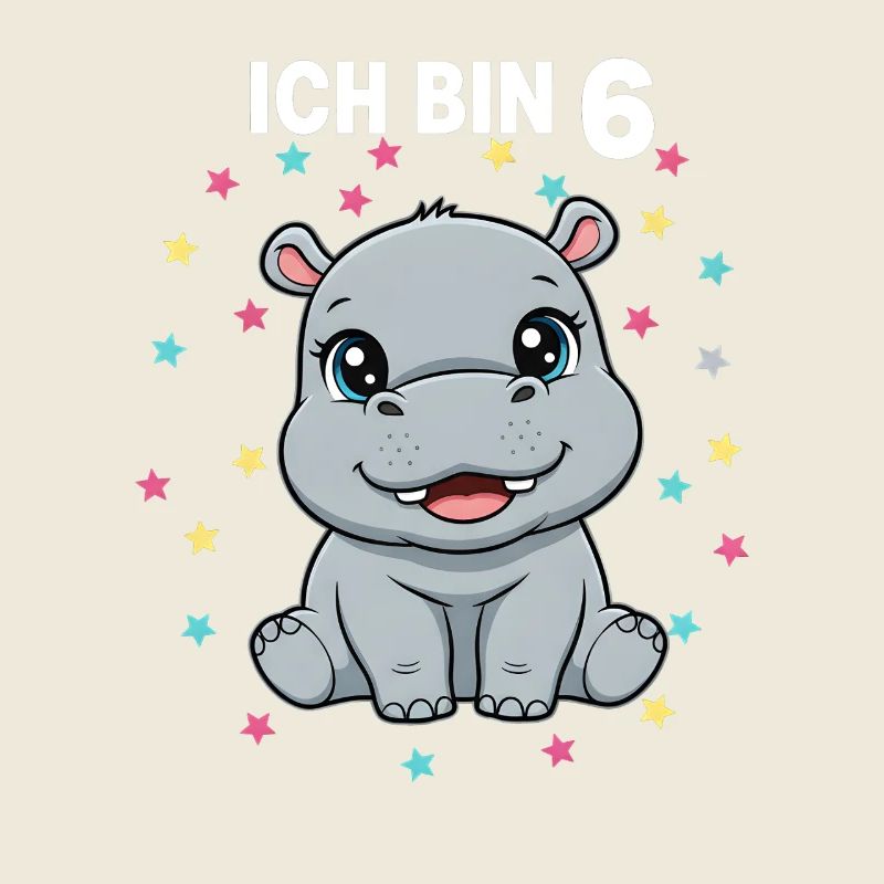 Ich bin 6 - Süßes Nilpferd zum 6. Geburtstag
