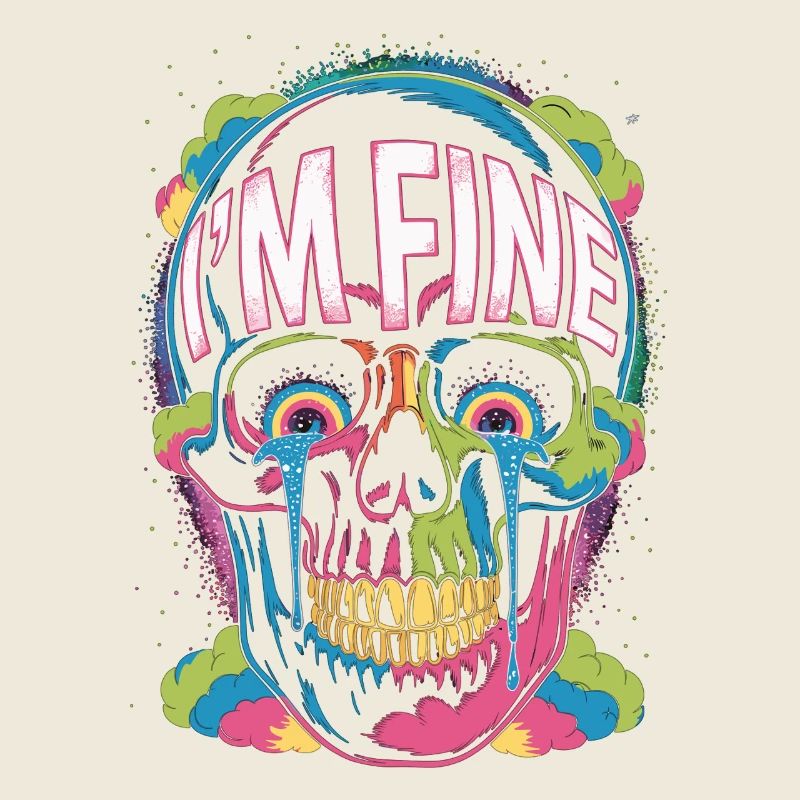 Skull Shirt I'm Fine Humor Skeleton