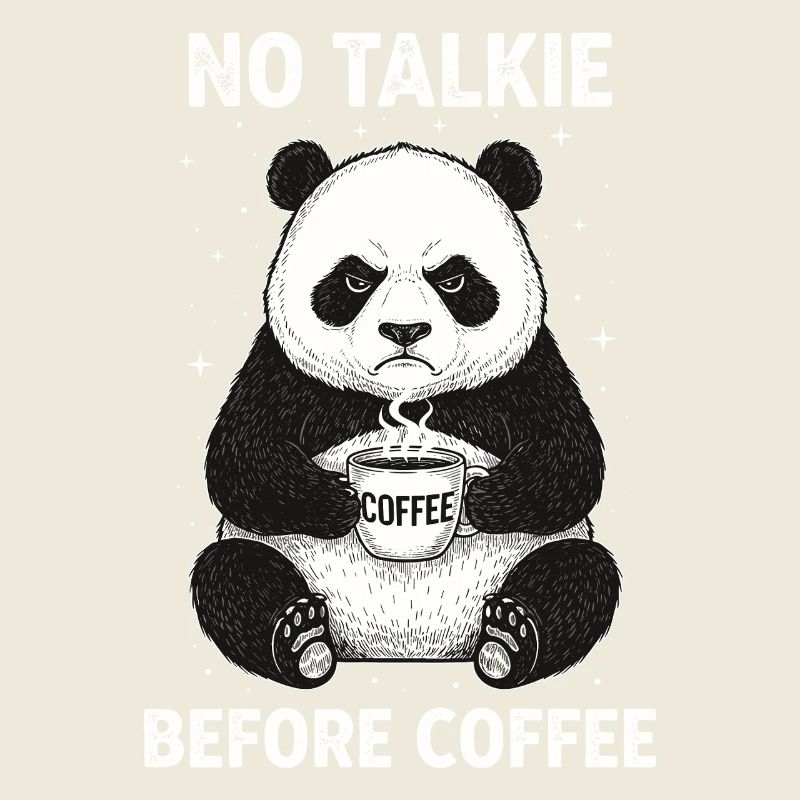 Pas de conversation devant un panda amateur de café