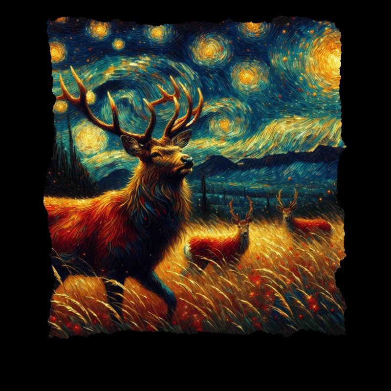 White-tailed deer Starry Night