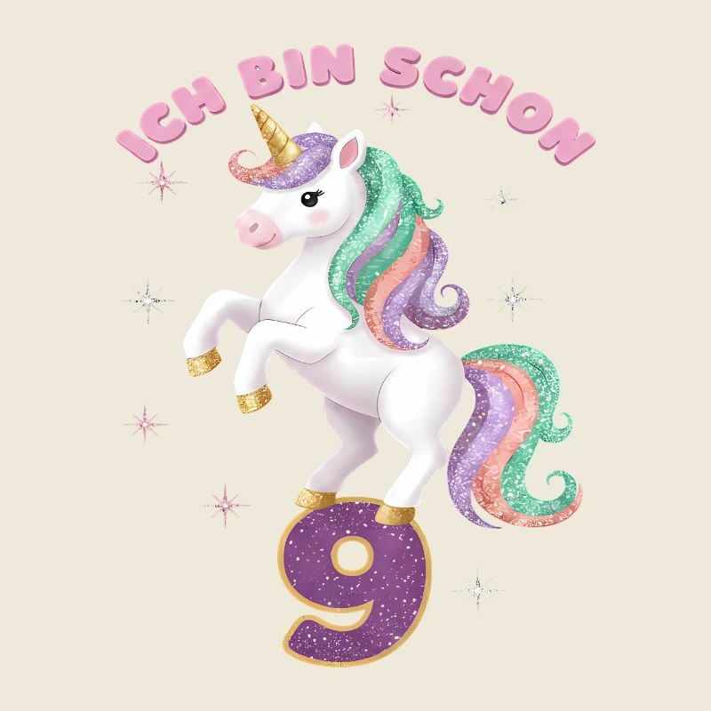 9. Geburtstag Einhorn Mädchen Ich bin schon 9