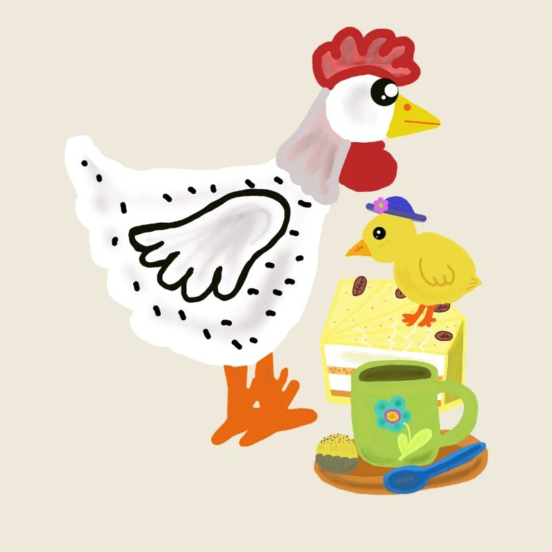 Breakfast chicken and chick duo