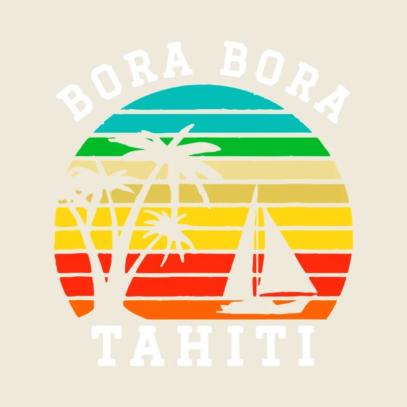 Bora Bora Tahiti Sunset Retro