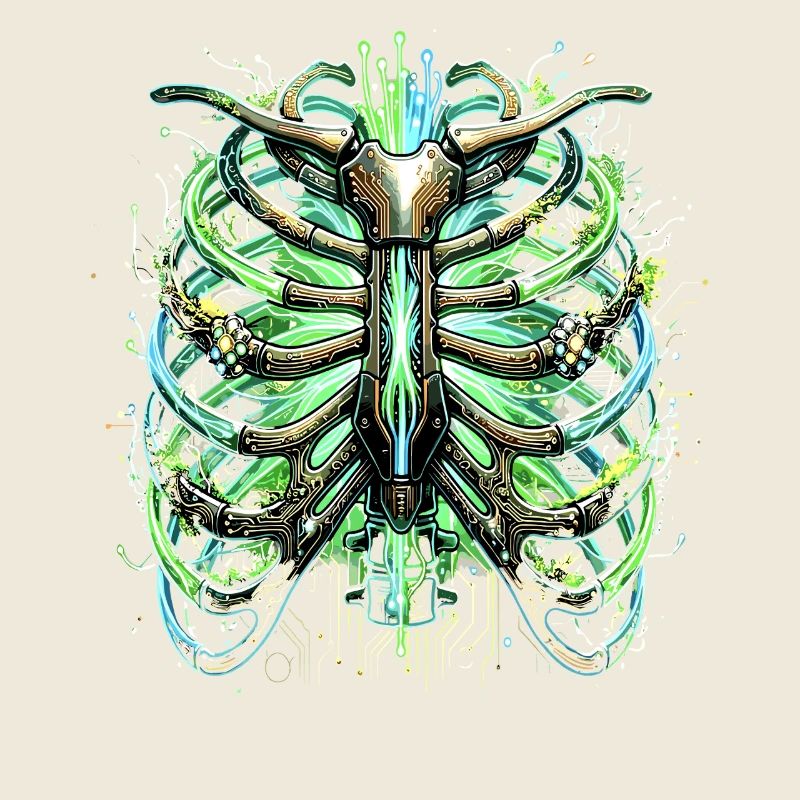 Cyber Brustkorb Skelett Sci-Fi Illustration