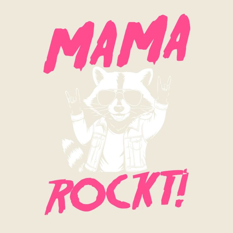 Waschbär Mutter Coole Rocker Mama