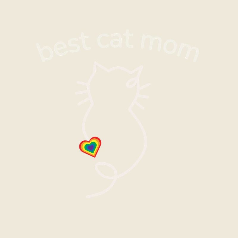 Best Cat Mom Regenbogenfarben Herz minimalistisch