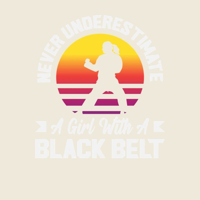 Mädchen mit Schwarzgurt Karate Kampfsport Retro