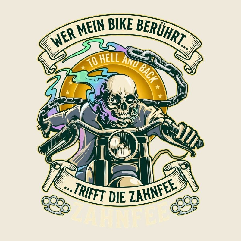 Motorrad Biker Totenkopf lustiger Spruch Zahnfee